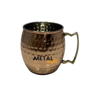 Hammered Copper Stainless Steel Mug with Brass Handle  350 ml  Metal Crafts - Metal Crafts - India