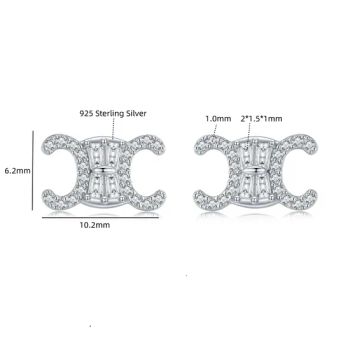 Fashion Earrings Gold Plating with Zirconia 925 Silver Stud Earring OEM Jewelry Factory - Guangzhou Panyu Longlong Jewelry Factory - China