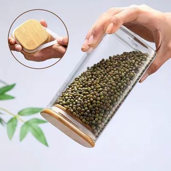 Airtight Glass Storage Jars Set with Bamboo Lid – Kitchen Organizer Containers for Spices, Coffee, Grains & Snacks - AZ Trader - Pakistan