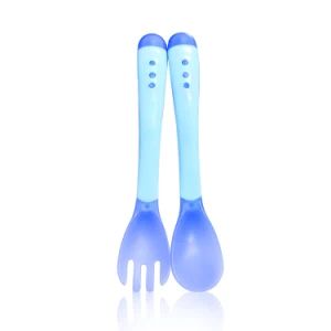 Food Grade Silicone Plastic Baby Spoon Temperature Sensing Spoon Fork Set - Guangdong RoRo Baby Products Co., Ltd. - China