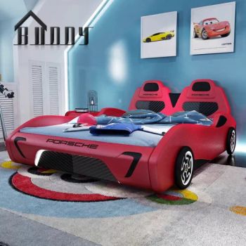 Blue Boys Children Bed Girls Pink Kids Bedroom Furniture Sets Modern Design Child Car Leather Bed - FOSHAN BUDDYHOME HOUSEWARE CO., LTD. - China