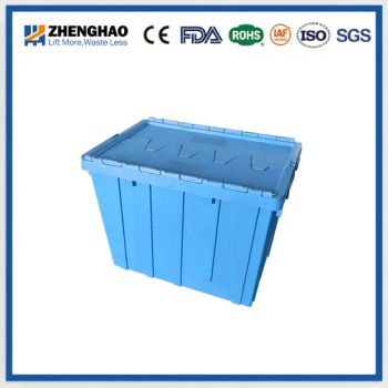 Transport Safe Plastic Attached Lid Tote Box 530X365X290mm for Beverage Bottle Storage and Restaurant Catering Distribution - Zhenghao Plastic (Shandong) Co., Ltd - China