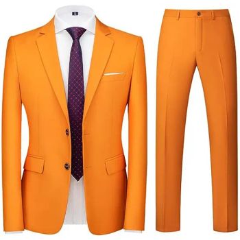 Mens Suits Slim Fit 2 Piece Formal Two Buttontuxedo Suit Size S Material Tr Gender Men's Origin China Pattern Plain Season Summer - Shaoxing Qinhui Trading Co., Ltd. - China