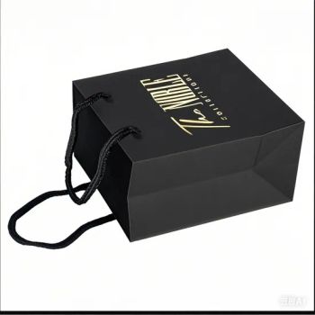 Custom Print Logo Luxury Boutique Black Shopping Paper Bag Recycled Hot Stamping Small Personalised Gift Packaging Paper Bags - Tianjin Caile Printing Co., Ltd - China