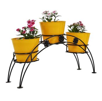 High quality metal planter pot and rack stand 3 piece stand flower pot customized size best selling product - HADIYA NOOR HANDICRAFTS - India