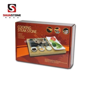 Lava Sizzling Steak Plate/Cheapeast Steak Stone Set Metal Stainless Material and Cooking Oven Accessories Granite Cookware Sets - XIAMEN SHUNSTONE HOMEWARE CO., LTD. - China