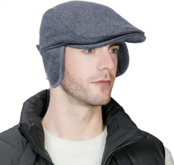 Custom Driver Grey Wool IVY Cap Men Dad Hats Fleece Earflaps Driving Hat Sports with Earflaps - Yangzhou Morningbird Headwear Co., Ltd. - China