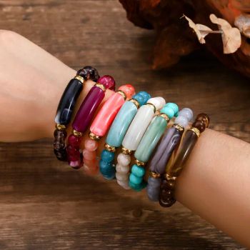 Handmade European American Unisex Bracelet Wind Rope Woven Resin Plastic Strips Elastic String Rose Fashion Chain Link Bracelets - Shenzhen Hengda Xin Jewelry Co., Ltd. - China