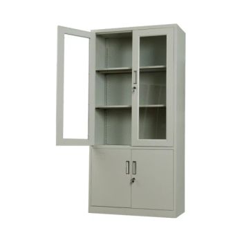 Steel Commercial Filing Cabinets 2 Glass Door File Cabinet Glass Metal Filing Cabinet with Stand Feet - LUOYANG SALOFER FURNITURE CO., LTD. - China