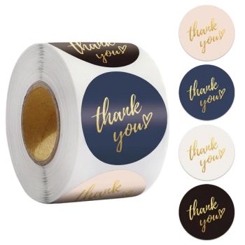 Customize 1inch Blue Thank You Sticker for Envelope Sealing Label Stationery Supplies Wedding Gift Decoration Sticker Roll - HENG LI Label Printing Co., Ltd. - China