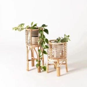 Outdoor Decorative Flower Pot Stands Natural Bamboo Rattan Planter Stands Garden Accessories - Xiamen Ebei Import & Export Co., Ltd. - China