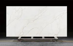Modern Design Calacatta Quartz Slab with Clean White Background and Veins - Opaly Building Materials(Gz) Co. Ltd - China