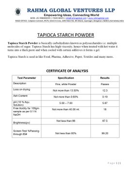 Tapoica Starch – product photo, Tapioca Starch Flour products found from trusted suppliers, wholesalers, manufacturers & exporters Listing