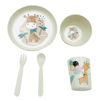 Eco Friendly RPET Children Tableware Baby Feeding Bowls Plate Cup Cutlery 5-Pieces Kids Dinnerware Set - Xiamen Ebei Import & Export Co., Ltd. - China