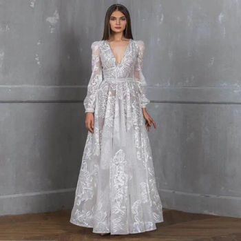 Wedding Dress Chic Lace Evening Dresses V Neck Sleeveless Beachy Wedding Gowns Wedding Decorations - Qingdao Yuyi International Trade Co., Ltd. - China