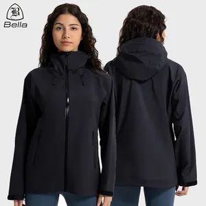 Custom Windbreaker Waterproof Women Softshell Hooded Jacket Outdoor Hiking Raincoat Full Zipper Jackets - Xiamen Bella Fitness Co., Ltd. - China