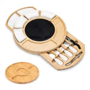Custom Cutting Charcuterie Acacia Wood Bamboo Large Round Cheese Board with Knives - Hai Yang International Limited - China