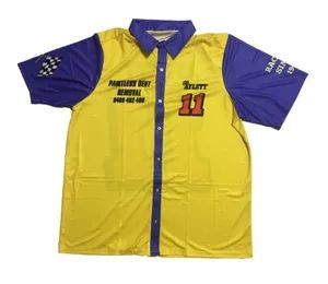 Full Button Sublimated Custom Racing Shirts Auto Racing Polo Shirts Motorcycle & Auto Racing Wear - Goldleaf (Shenzhen) Sports Co., Ltd. - China