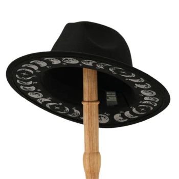 Printed Fedora Hats Hand-Painted Moon-Themed Top Hat Color Black Shape Heart Origin China Style Fashion Occasion Party Season Whole - Difanmax Tech Lianyungang Co., Ltd. - China