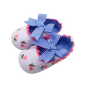 New Printed Baby Girl Shoes Bowknot Soft Sole Anti-Slip Shallow Baby Girls Princess Shoes First Walker Crib Shoes - Shanghai Hexuan Baby Products Co., Ltd. - China