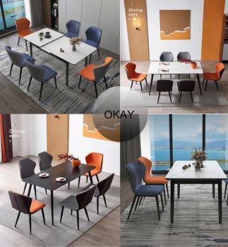 Luxury Nordic Modern Design Square Rectangle Expandable Marble Dining Table Sets 6 Seater 8 Chairs Dining Room Sets Furniture - TIANJIN OKAY INTERNATIONAL TRADING CO., LTD. - China