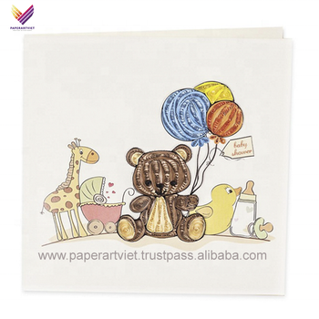 Handmade Quilling card with Cute Little Bear with Ballons made by Hand Craft Paper Roll from Paper Art Viet - PAPER ART VIET COMPANY LIMITED - Vietnam