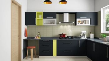 L Shaped Modular Kitchen - Interiors Plus - India