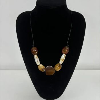 Resin Retro National Style Sweater Chain Necklace White Brown 40-60cm Fashion 1Y - Ningbo New & Century Fashion Co., Ltd. - China