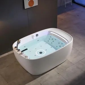 New Design Luxury Acrylic Freestanding 2-People SPA Massage Bathtub with Pillows&Bubble - Foshan Nanhai Dewo Sanitary Ware Co., Ltd - China