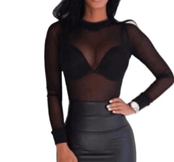 Hot Sale Spring Autumn Ladies Sexy Transparent Mesh Blouses Long Sleeve See Through Sheer Tops - Dongguan Tuoyi Clothing Co., Ltd. - China