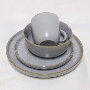 16PCS Stoneware Dinner Set Ceramic Tableware Light Gray Color - Shenzhen Hiker Housewares Ltd - China