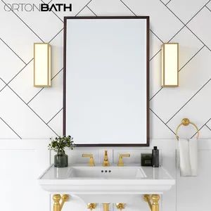 Ortonbath1 20 X 30′ Pivot Rectangle Bathroom Mirror Tilting Beveled Black Metal Framed Vanity Mirrors for Wall (20" X 30", Matte Black - Hangzhou Orton Bathroom Co., Ltd. - China