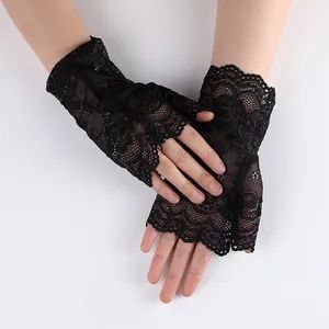 Women Short Half Finger Lace Driving Sunscreen Gloves WM30412-620 AntiUV Waterproof 15D MOQ100 - Market Union Co., Ltd. - China