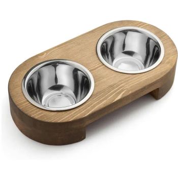 Wholesale Stainless Steel Pet Food and Water Bowls with Pine Wood Stand for Dogs and Cats - Anhui Joypaws Co., Ltd. - China