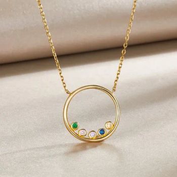 Simple Gold Plated Circle Pendant Necklaces Origin China Color Silver Style Fashion MOQ Negotiable Trademark Leaye Design - Guangzhou Leaye Jewelry Limited - China