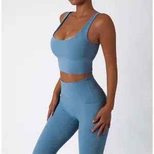 Ladies Breathable Fast Drying Tight Yoga Suit Pocket Fashion Fitness Running Suit Nude Gym Sport Wear - Xiamen Mega Garment Co., Ltd. - China
