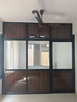 Aluminum Glass Sheet  Partition Usage Office Infill Material Glass Glass Type Reflective Door Type Hinged / Swing Frame Finish Powder - Royal Aluminium Section & Glass Work - India