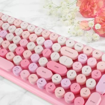 Office Mini Wireless 2.4G Keyboard and Mouse Round Keycap Pink Gaming Keyboard - Guangzhou Fangan New Energy Co., Ltd. - China