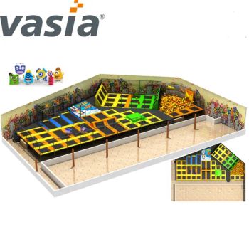 Bungee Fitness Jumping Trampoline with Soft Ocean Ball Pool Shape Square Age Children Size Costomized Trademark vasia Color - Huaxia Amusement Co., Ltd. - China