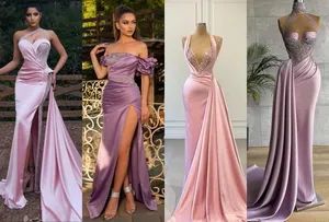 Lace Pink Prom Party Gowns Split Long Evening Dresses Z7026 - Suzhou Leader Apparel Co., Ltd. - China