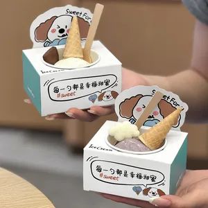 Gelato Ice Cream Paper Cups Disposable Ice Cream Paper Bowls Crispy Egg Cones Anti-Drip Cup Rings Paper Trays - Qingdao LAFU Packaging Technology Co., Ltd - China