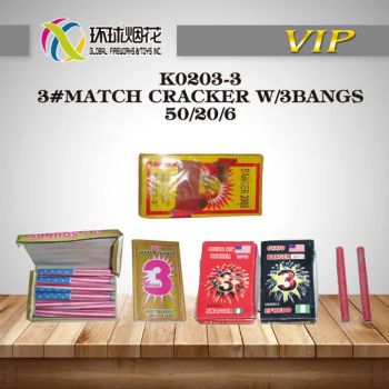 Wholesale Factory Outlet K0203-3 3#Match Cracker Firecrakcer Color Red Model NO. K0203-3 Shape Cylindrical Size - LIUYANG GLOBAL SUPPLY CHAIN SERVICE CO., LTD. - China
