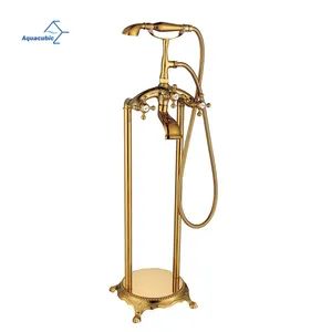 Traditional Floor Stand Faucets Dual Handles Freestanding Antique Shower Bath Tub Faucet - Heshan Aquacubic Sanitaryware Industry Co., Ltd. - China