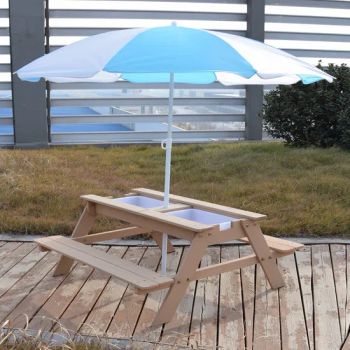 Kids Convertitable Sand and Water Table with Umbrella Picnic Table - Heze Zhongran Woodware Co., Ltd - China