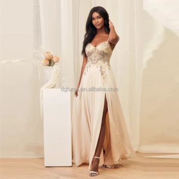 Womens Long Bridesmaids Wedding Dress Half Sleeve Elegant Lace Round Neck Maxi Ladies Evening Party Dresses - Dongguan Tuoyi Clothing Co., Ltd. - China