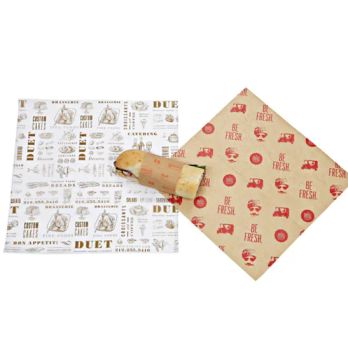 Wholesale Printing Logo Burger Packaging Grease-Proof Biodegradable Butter Wrapping Paper for Packaging Food Wax Sandwich Paper - BEIJING MUGU TECHNOLOGY CO., LTD. - China
