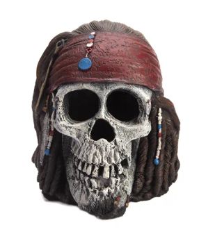 Artificial Skull Longer Hair Cool Pirate Aquarium Decoration Polyresin Ornament - Xiamen Xinly Pets Products Co., Ltd. - China