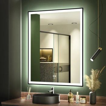 LED Black Framed Bathroom Vanity Mirror Illuminated Dimmable Anti Fog Makeup Mirror 3color Light - Xintai Belinda Company Limited - China