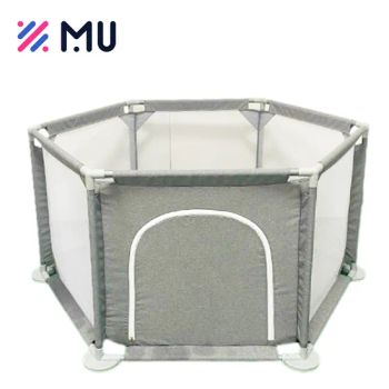 Hexagon Indoor Outdoor Baby Toddlers Safe Fence Playpens Color Grey Frame Steel G.W.(Kg) 4.3 N.W.(Kg) 3.5 Origin China Trademark - Market Union Co. Ltd. - China
