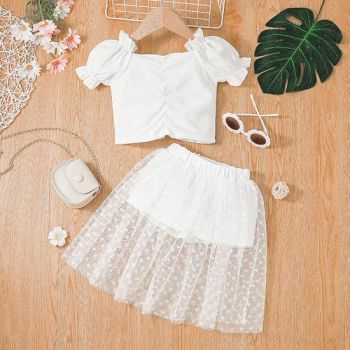 New Spring Toddlers Girls Clothing Sets Princess Dress + Lace Flower Tops Suit Baby Girl Dresses 2PCS Set Girl Child Dress - Quanzhou Yilijia International Trade Co., Ltd. - China